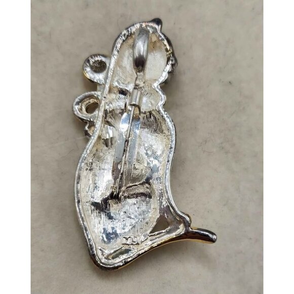 Vintage MJ Silver And Gold Tone cat Brooch/Pendant - Picture 2 of 5